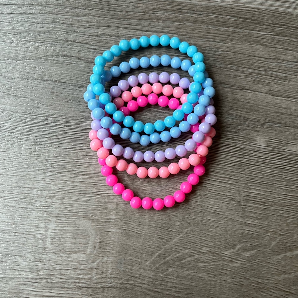 Beaded Stretch Bracelet Pack - Pastel Blue, Purple & Pink
